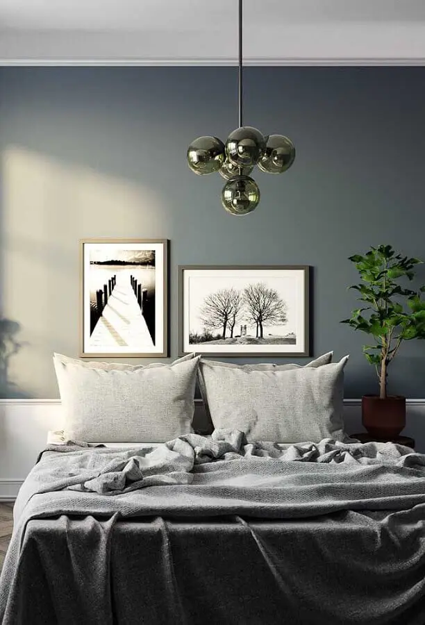 decoração minimalista com quadros para quarto masculino cinza Foto Futurist Architecture