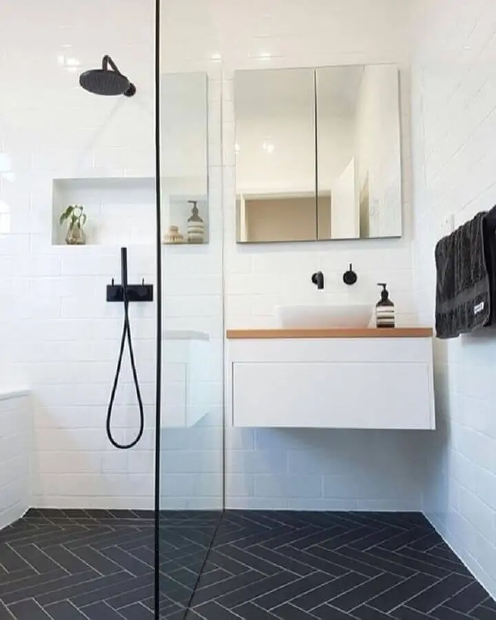 decoração minimalista para banheiro simples Foto Archzine