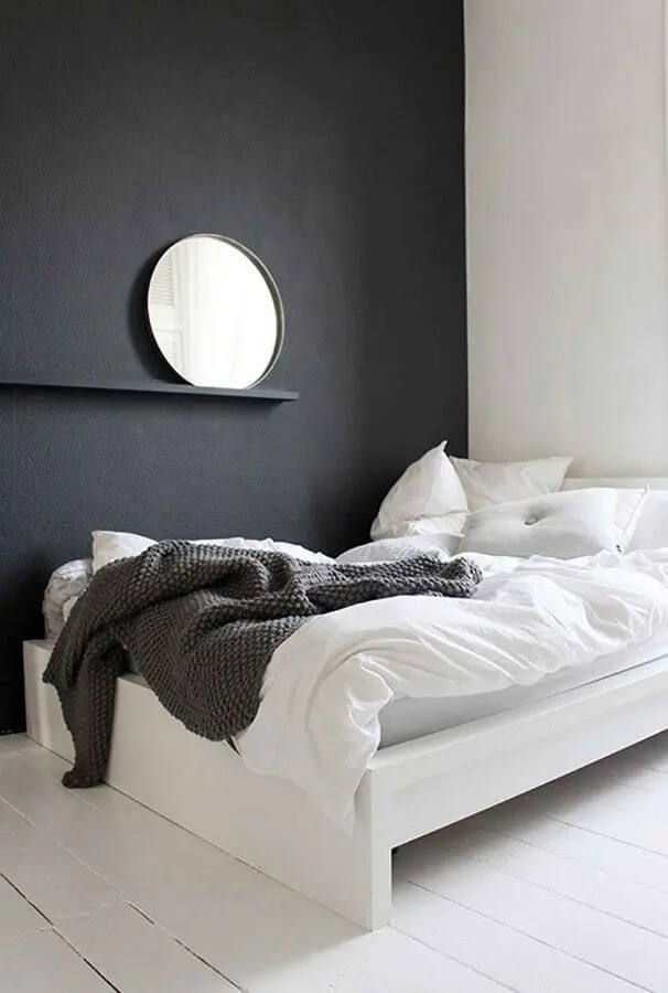 decoração minimalista para quarto de solteiro masculino preto e branco Foto We Heart It