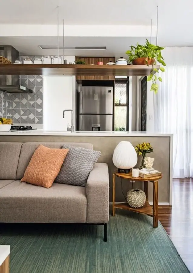 decoração para sala de estar e cozinha integradas Foto Histórias de Casa