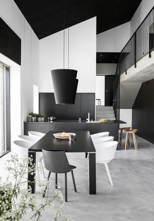 decoração preto e branco para casa moderna com ambientes integrados Foto Futurist Architecture