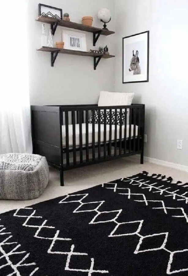 decoração preto e branco para quarto de bebê simples Foto Jeito de Casa