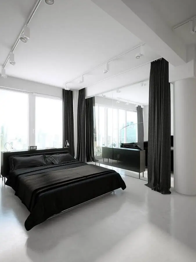 decoração preto e branco para quarto de casal minimalista Foto Home Furniture