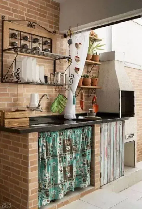 decoração rústica para cozinha externa simples e pequena Foto Pinterest