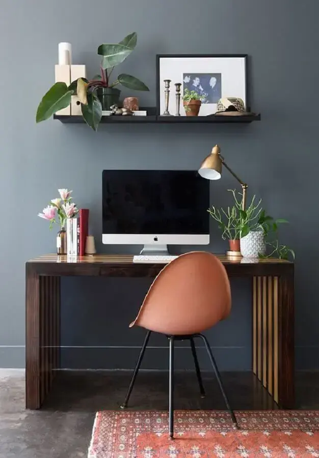 decoração simples com cadeira para home office pequeno Foto Casa de Valentina