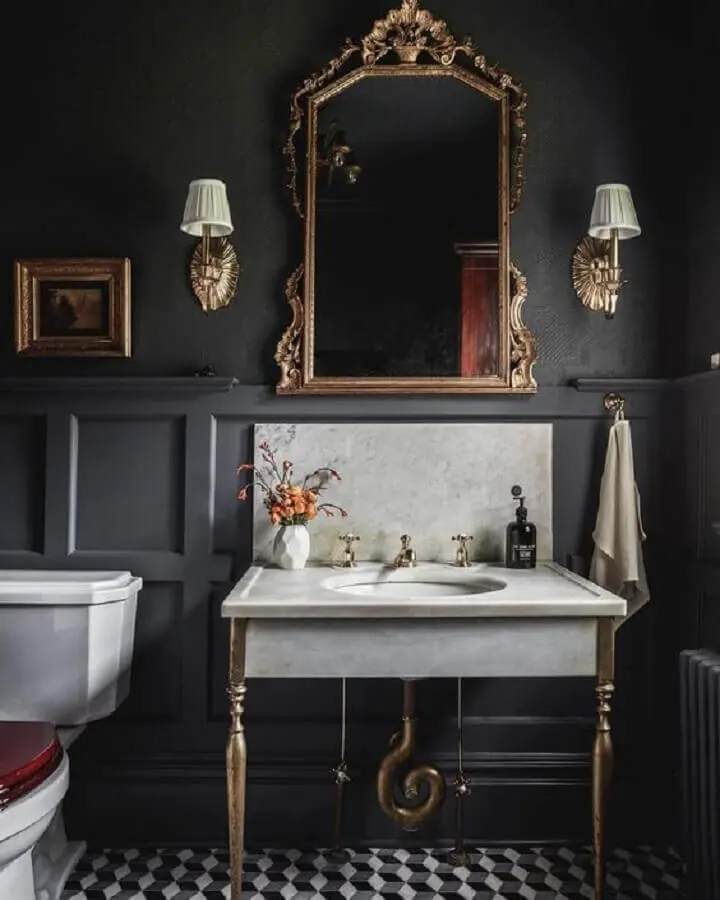 decoração sofisticada com arandela para banheiro clássico Foto House Beautiful