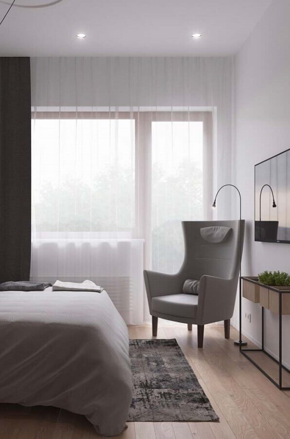poltrona moderna para quarto de casal cinza e branco Foto Pinterest