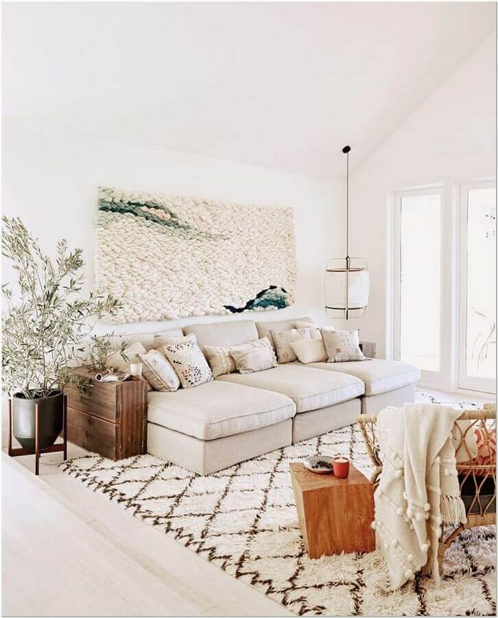 sala de estar bege decorada com estilo escandinavo Foto Pinterest