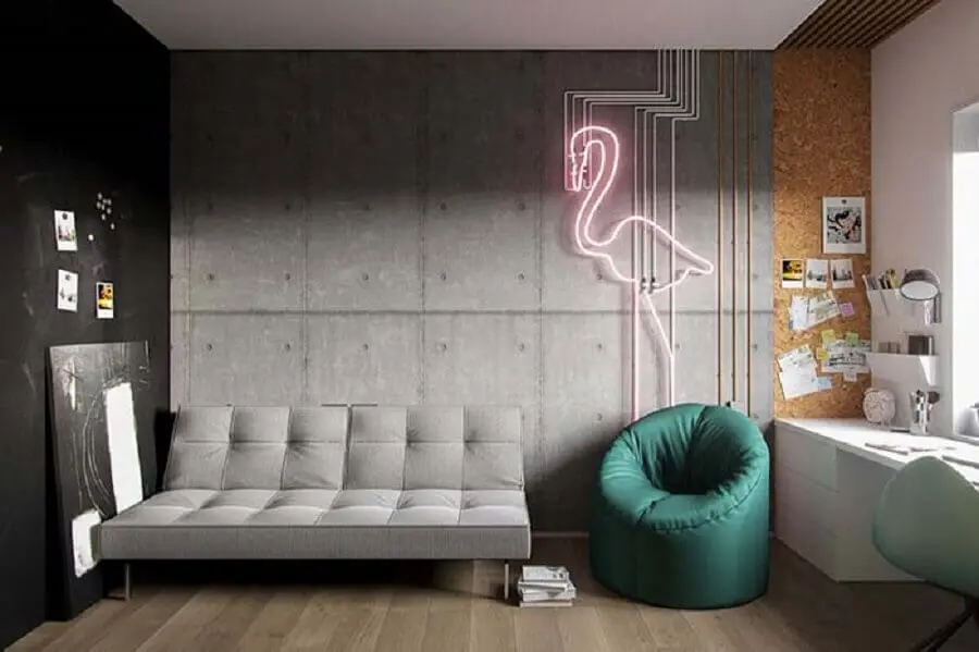 sofá pequeno sem braço para decoração de sala com estilo industrial Foto Futurist Architecture