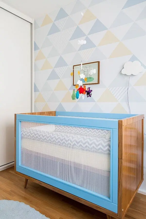 Arandela de madeira em formato de nuvem para quarto de bebê
