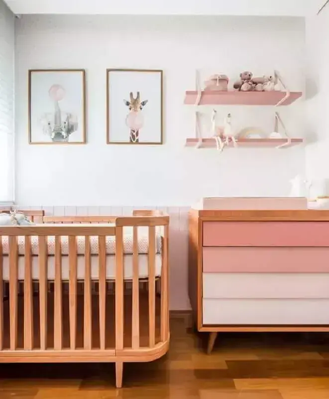 cores claras para quarto de bebê feminino branco e rosa Foto Pinterest