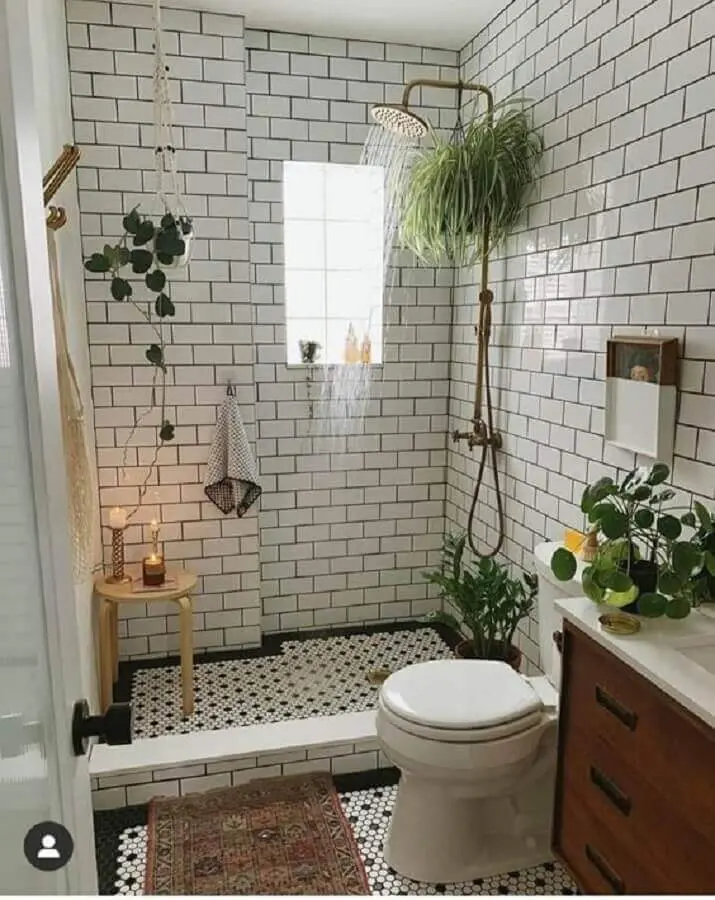decoração de banheiro simples com vasos de plantas Foto Pinterest