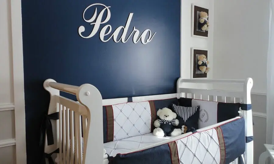 decoração quarto de bebê masculino azul marinho e branco Foto Pinterest