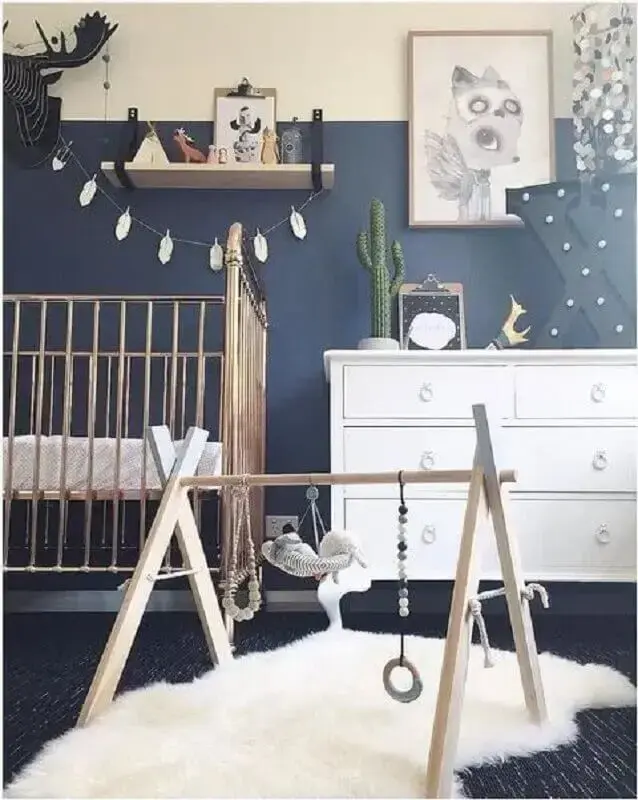 decoração simples para quarto de bebê azul marinho Foto Marrie Ometto