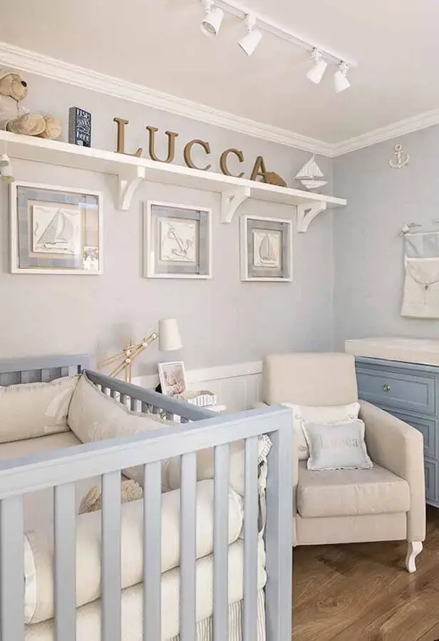 ideia de decoração para quarto de bebê azul claro Foto Pinterest
