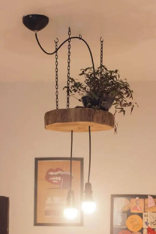 lustre de madeira rústico e simples  Foto Pinterest