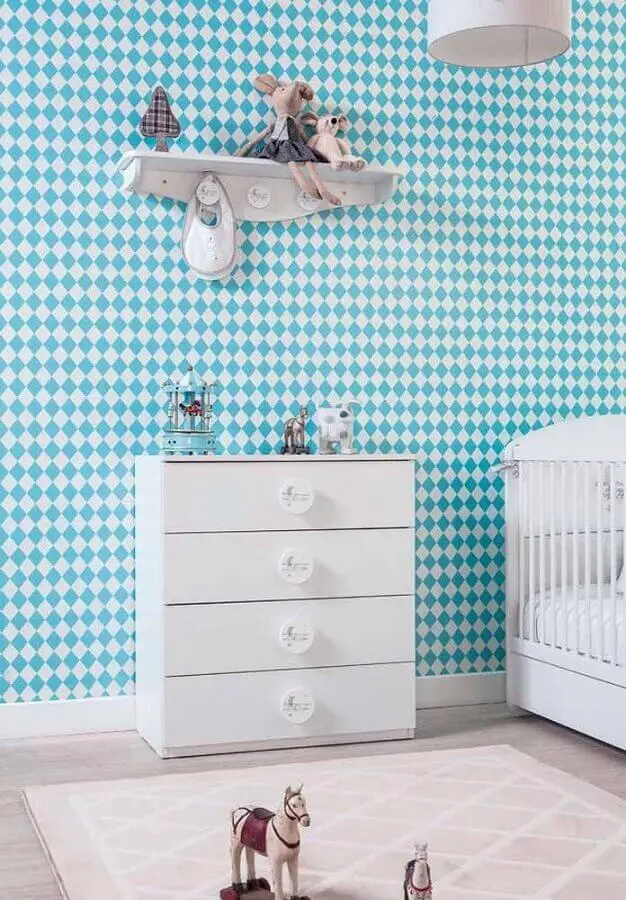 papel de parede azul para quarto de bebê Foto OKKA