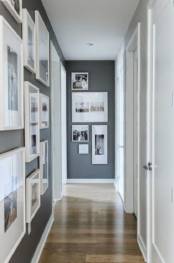 quadro para corredor pequeno cinza e branco Foto Tecnisa