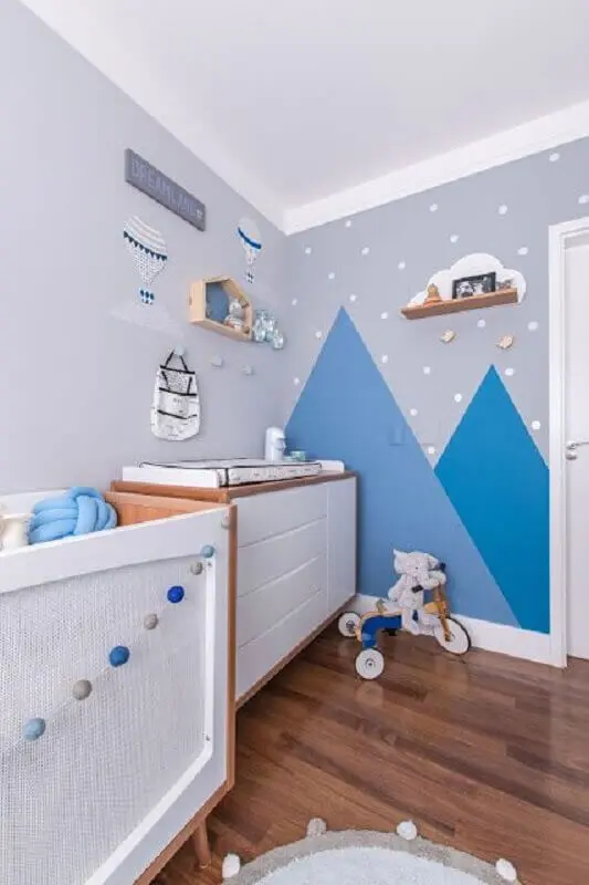 tons de azul para quarto de bebê com decoração moderna Foto Jeito de Casa
