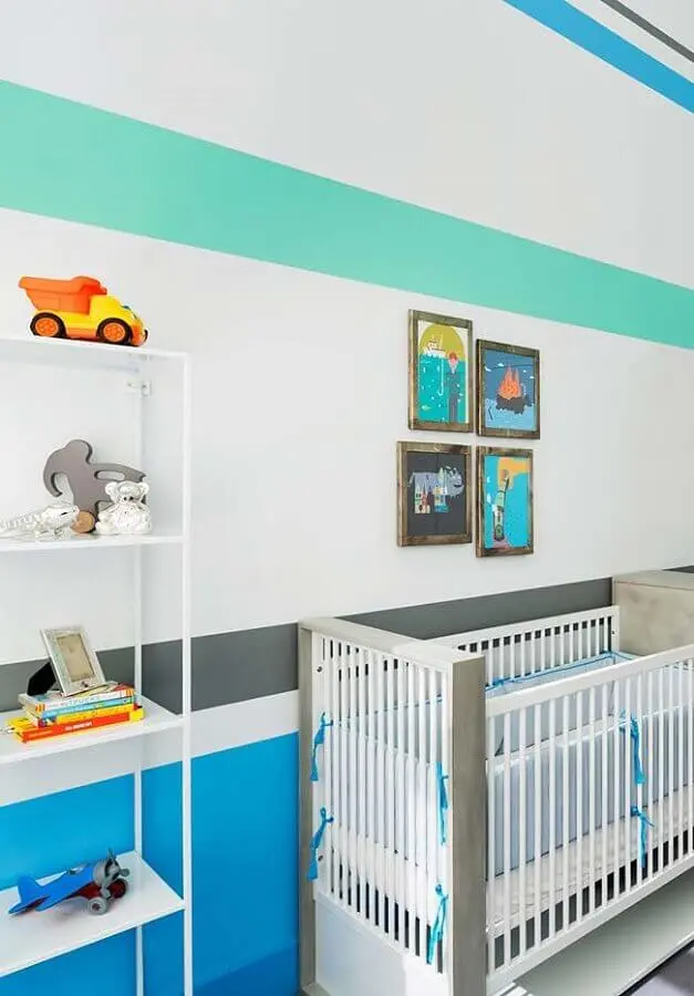 tons de azul para quarto de bebê decorado Foto Ideias Decor