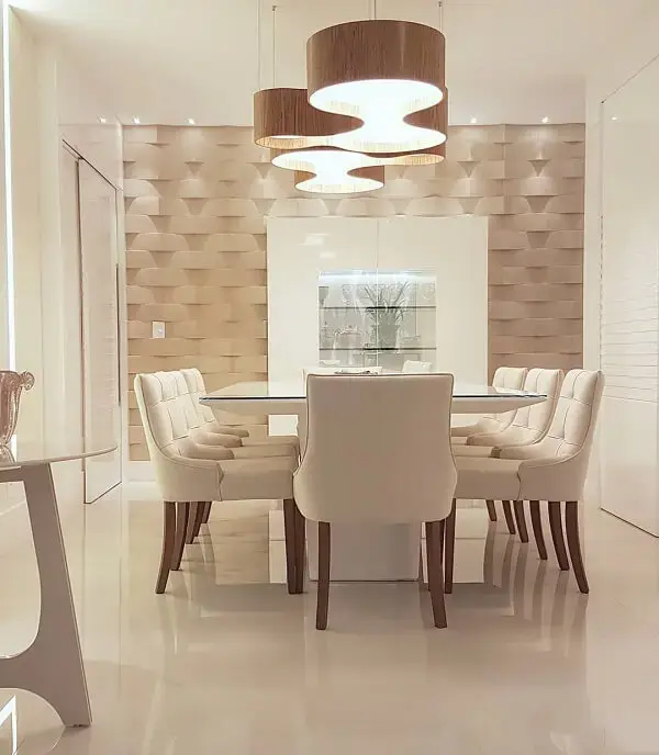 Decoração elegante para sala de jantar com revestimento de parede 3D