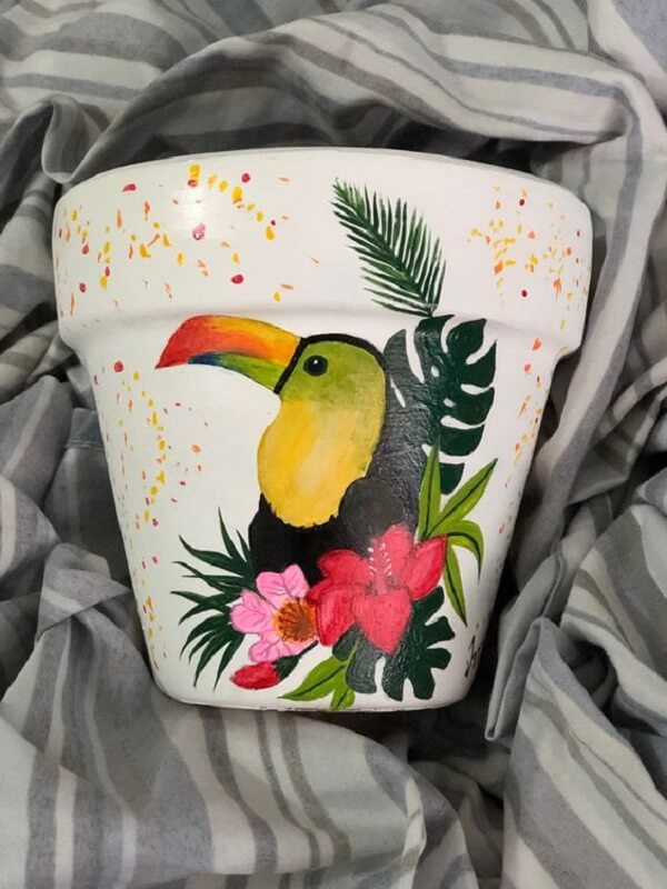 Vasos de cerâmica pintados são puro charme. Fonte: Joceline Morales Art