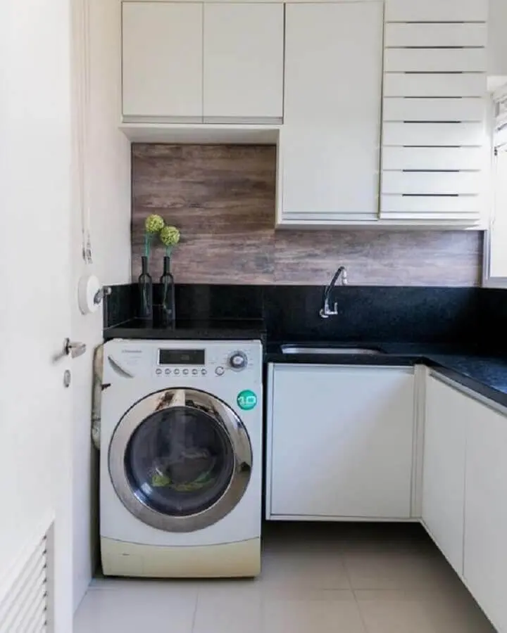 armário para lavanderia planejado de canto Foto Jeito de Casa