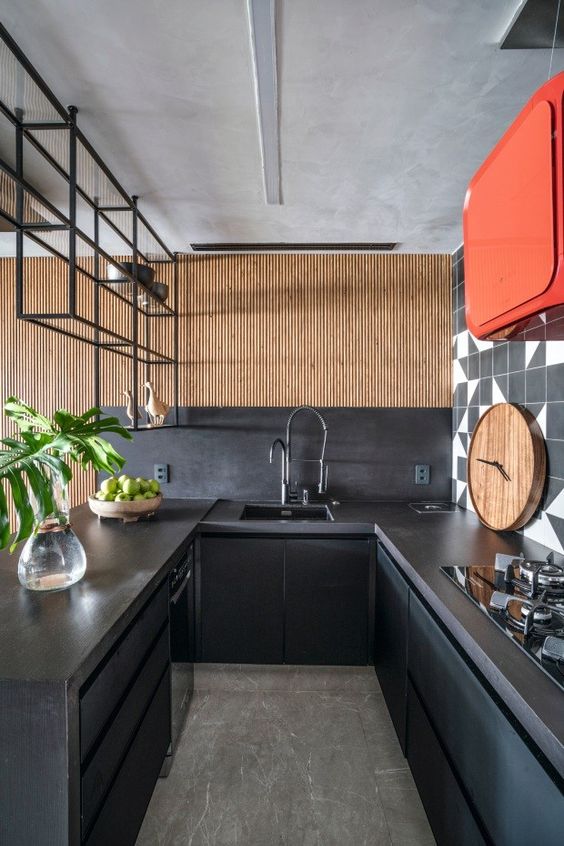 Bancada de cozinha em granito preto
