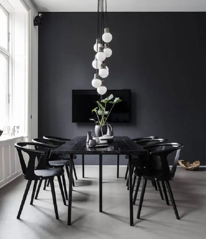cor preta para decoração sala de jantar minimalista Foto Pinterest