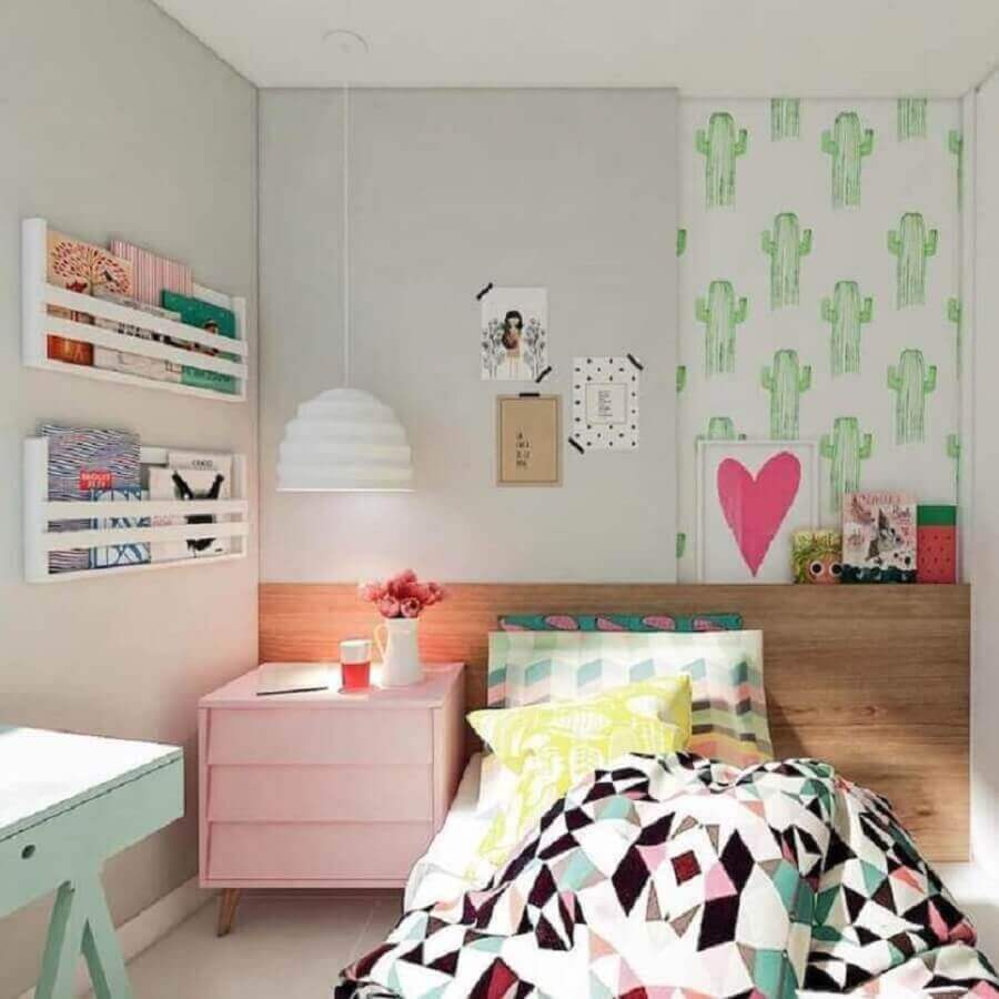 decoração colorida para quarto de adolescente feminino com papel de parede infantil Foto Manga Rosa Arquitetura