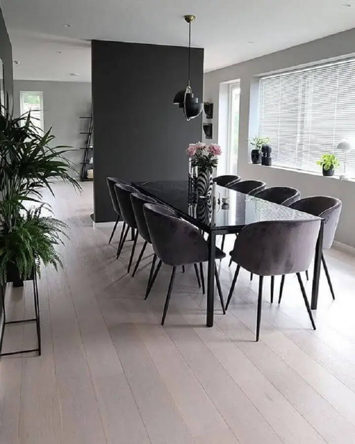 decoração de sala de jantar minimalista preta Foto We Heart It