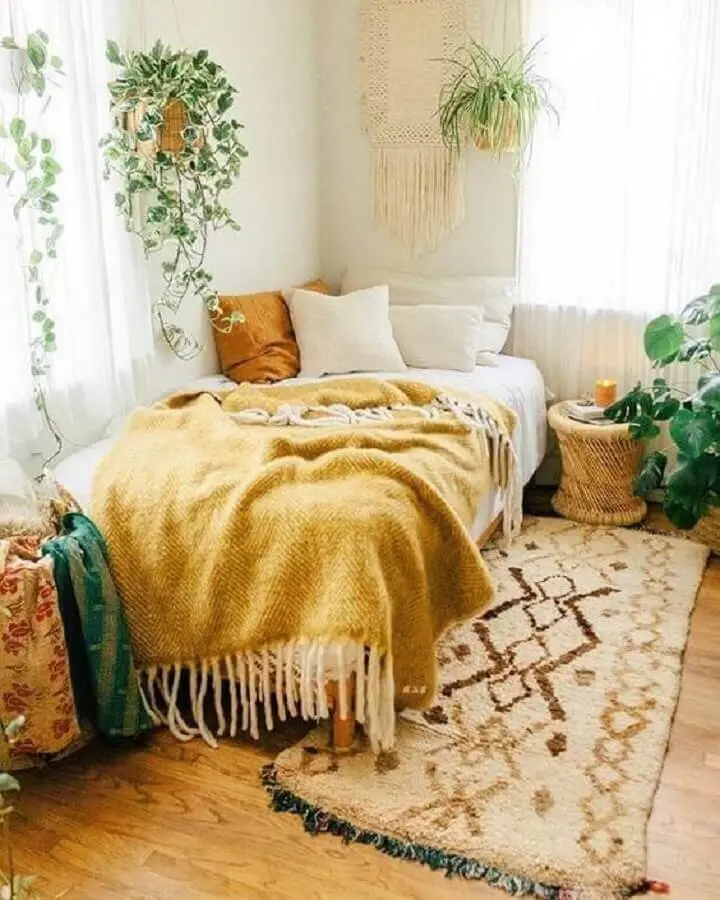 decoração rústica com tapete passadeira para quarto  Foto Pinterest