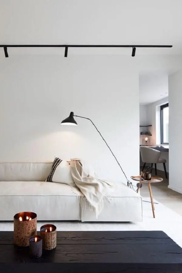 luminária preta para decoração de salas minimalistas modernas Foto Pinterest