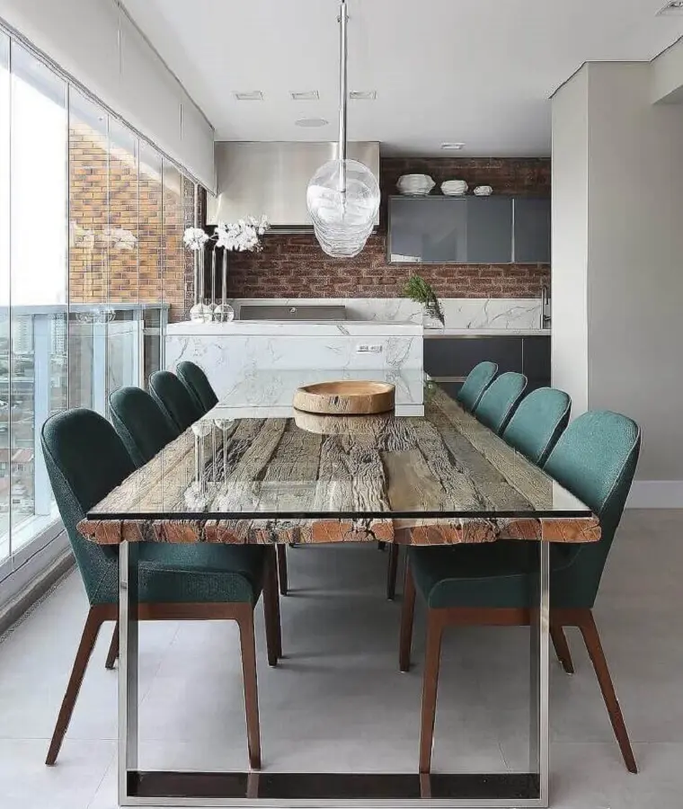 mesa rústica para decoração de varanda gourmet com bancada de mármore Foto Dicas de Mulher