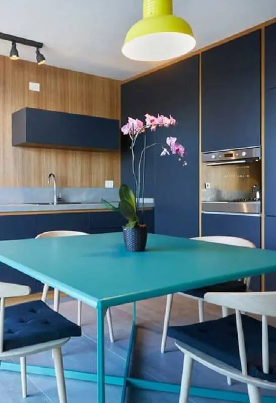 paleta de cores azul para decoração de cozinha moderna planejada Foto Jeito de Casa