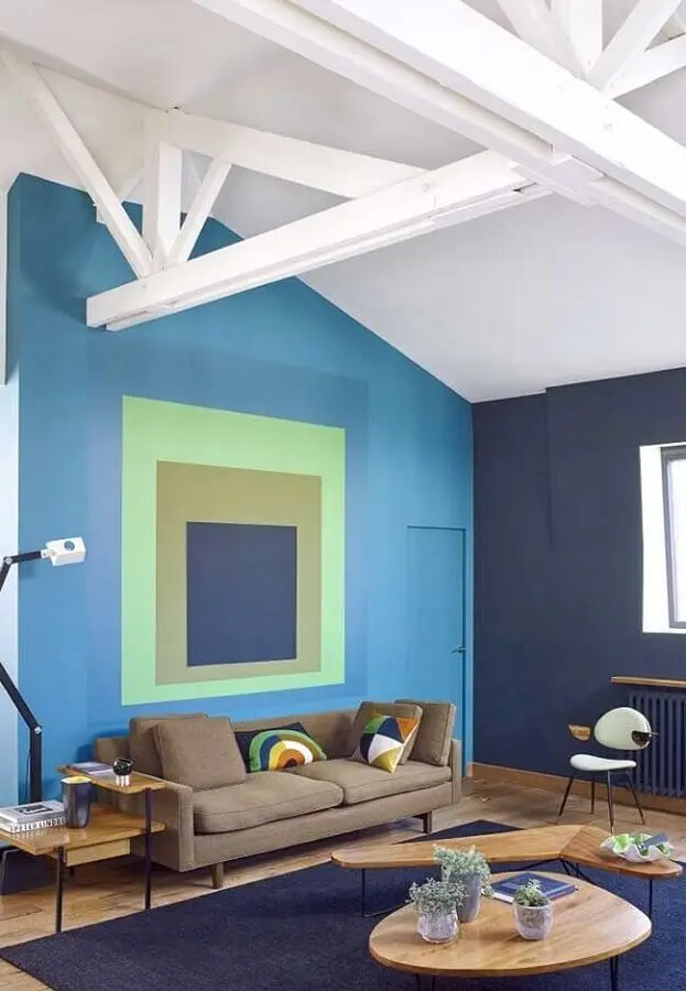 paleta de cores azul para decoração de sala de estar Foto Pinterest
