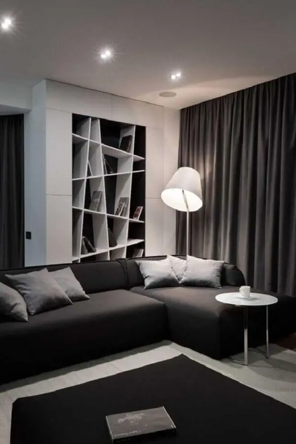 tons de cinza para decoração de sala minimalista moderna Foto Pinterest