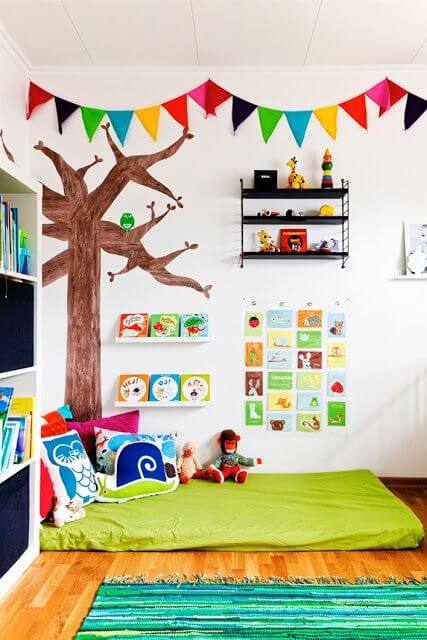 Use a imaginação e crie um quarto montessoriano ousado. Fonte: Blog Oitopeia Brinquedos