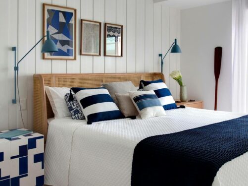 Almofadas para decorar quarto branco e azul