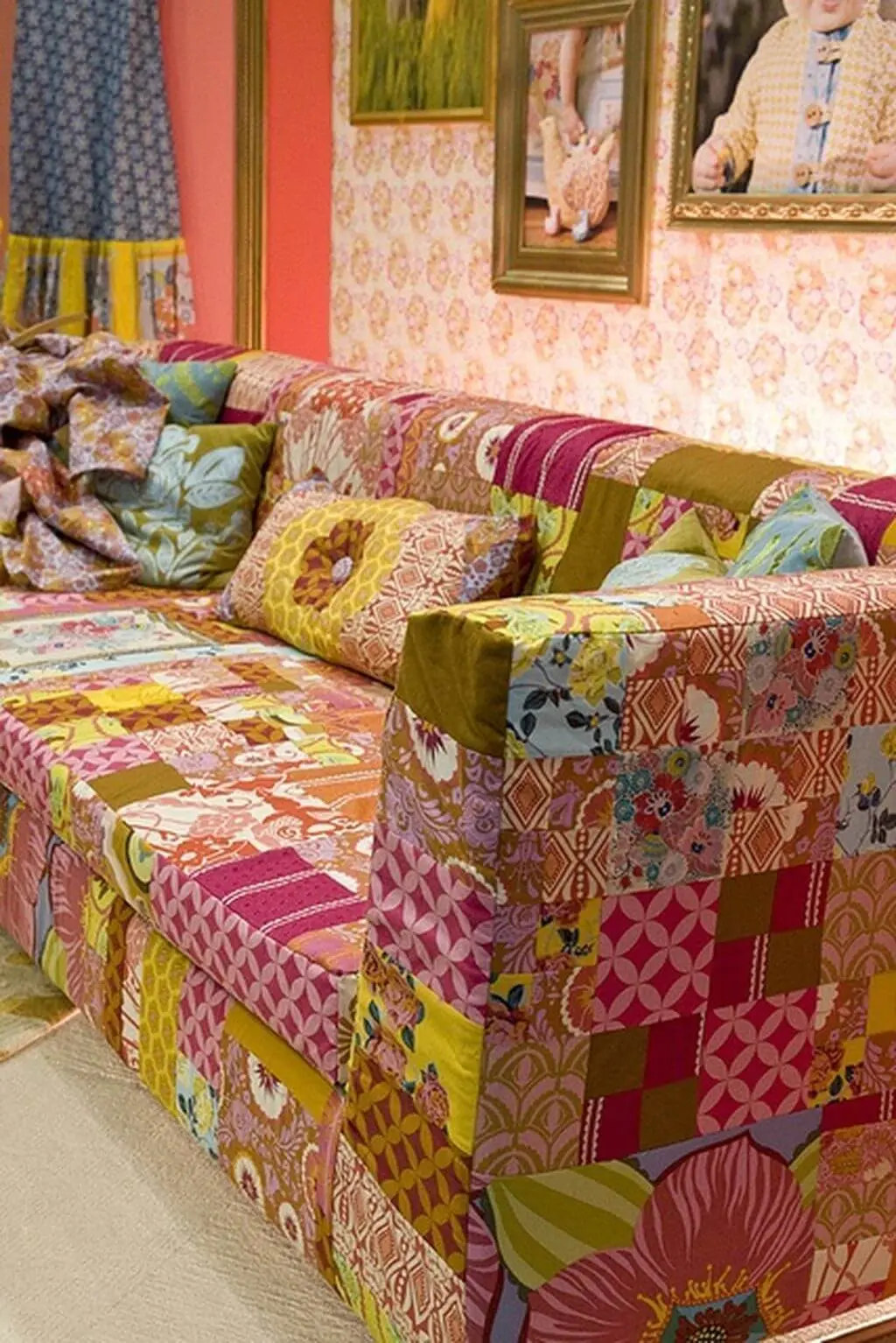  Capa de sofá colorido patchwork