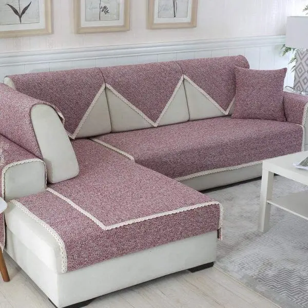 Capa de sofá de canto lilás