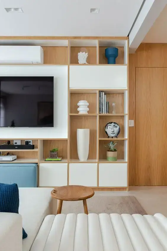 Cores de móveis neutros para sala de estar moderna