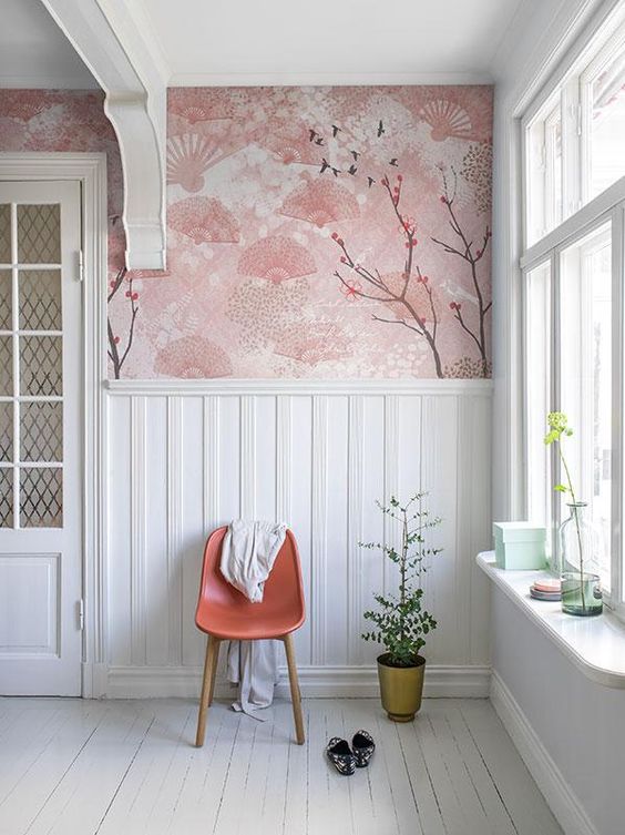 Papel de parede rosa de cerejeira