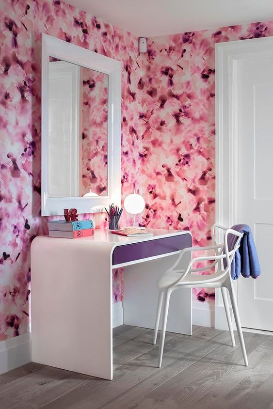 Papel de parede rosa de flores