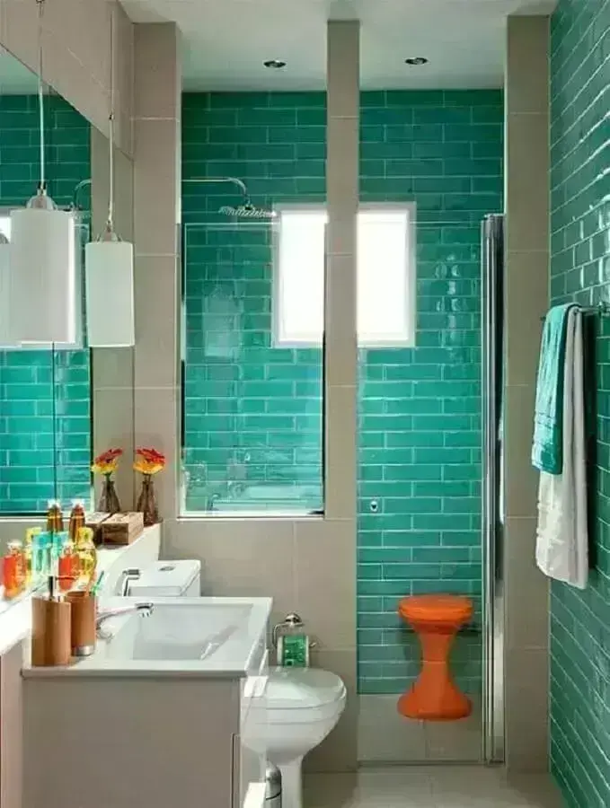 Azulejo para box de banheiro verde água