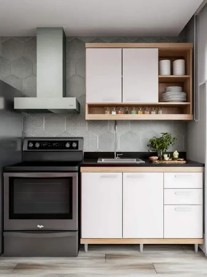decoração simples com armário de cozinha aéreo Foto Pinterest