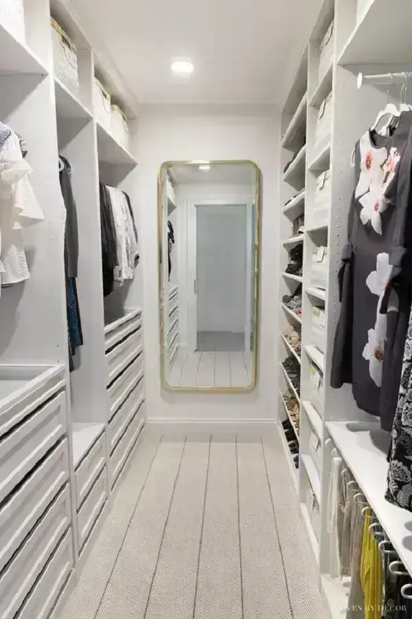 Espelho de parede para decoração de guarda roupa closet todo branco 