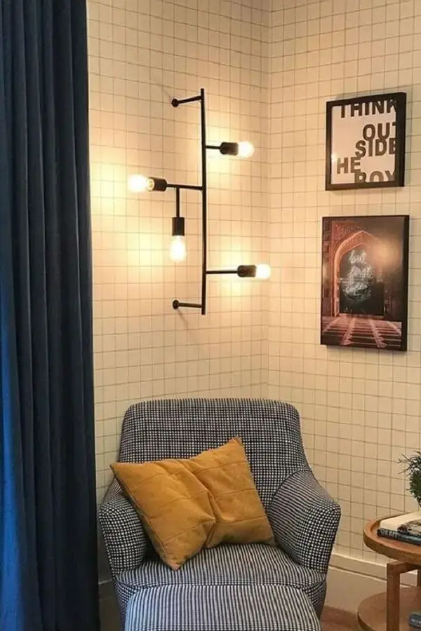 Luminária de parede moderna para decoração de cantinho de leitura