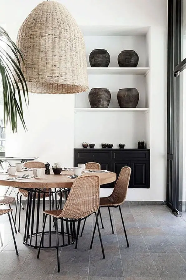 modelo rústico de cadeiras para mesa de jantar redonda Foto Pinterest