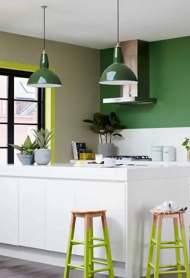 Paleta de cores verde para decoração de cozinha gourmet